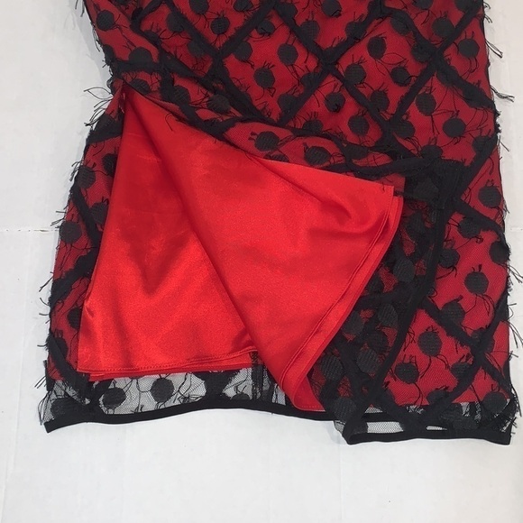 MILLY Alix Embroidered Strapless Sweetheart Dress, Black/Red size 4 - Picture 6 of 16